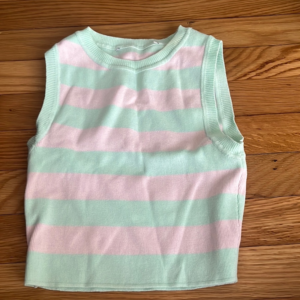 Pink and green crop top